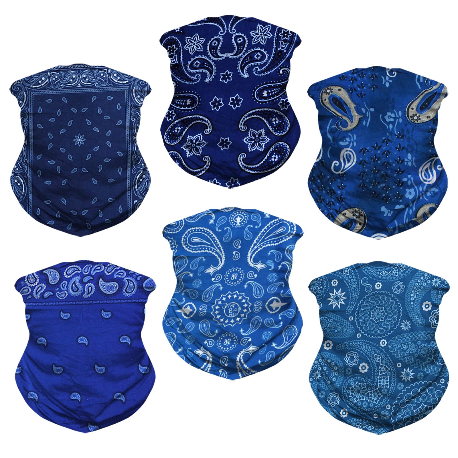 Neck Gaiter Mask Face Scarf Bandana Tube Cover Headwear Balaclava Headband Headwrap For Men And Women (6P-Blue)